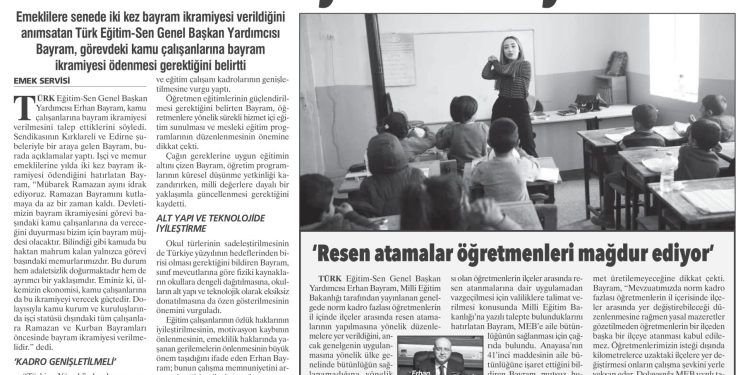 Memurlardan Bayram İkramiyesi Talebi – Aydınlık