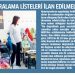 Sıralama Listeleri İlan Edilmeli – Milli Gazete