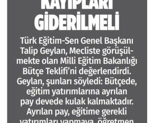 Eğitim Çalışanlarının Kayıpları Giderilmeli – Türkgün