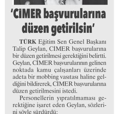 CİMER başvurularına düzen getirilsin – Aydınlık